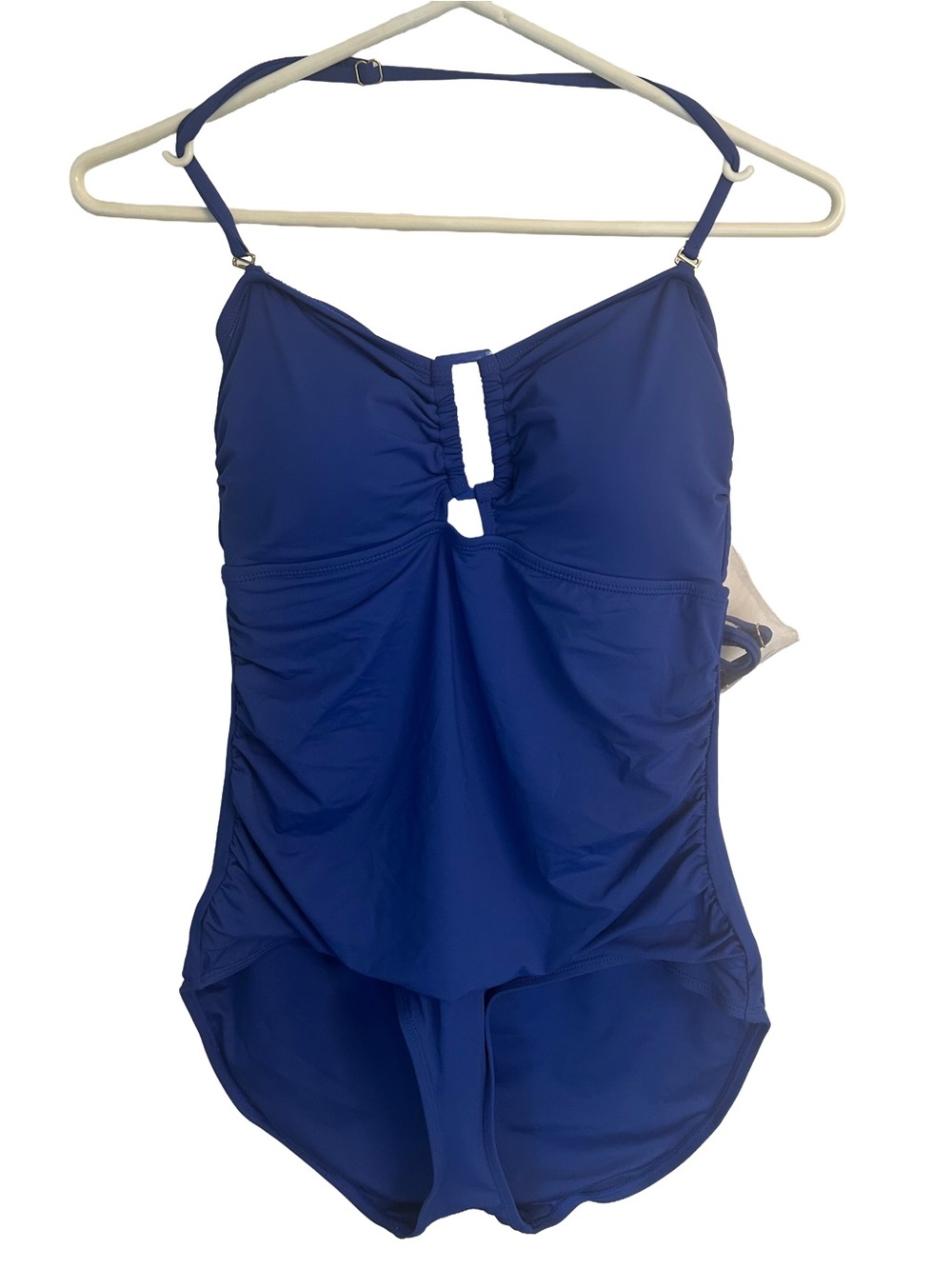 NWT Anne Cole Royal Blue Shirred Keyhole Swimsuit One Piece. Size 12